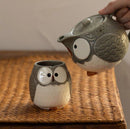 [Ceramic Tea Set] Grey Owl Family Series