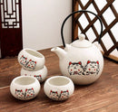 [Ceramic Tea Set] Twin Lucky Maneki-neko White Series