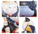 [Fortune Cat] Maneki-neko in Traditional Attire(Blue) with Mini Cats