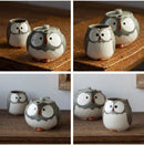[Ceramic Tea Set] Grey Owl Family Series