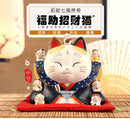 [Fortune Cat] Maneki-neko in Traditional Attire(Blue) with Mini Cats