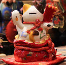 [Fortune Cat] Prosperity Gold Pouch Maneki-neko with Lucky Companions XL Version