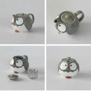 [Ceramic Tea Set] Grey Owl Family Series